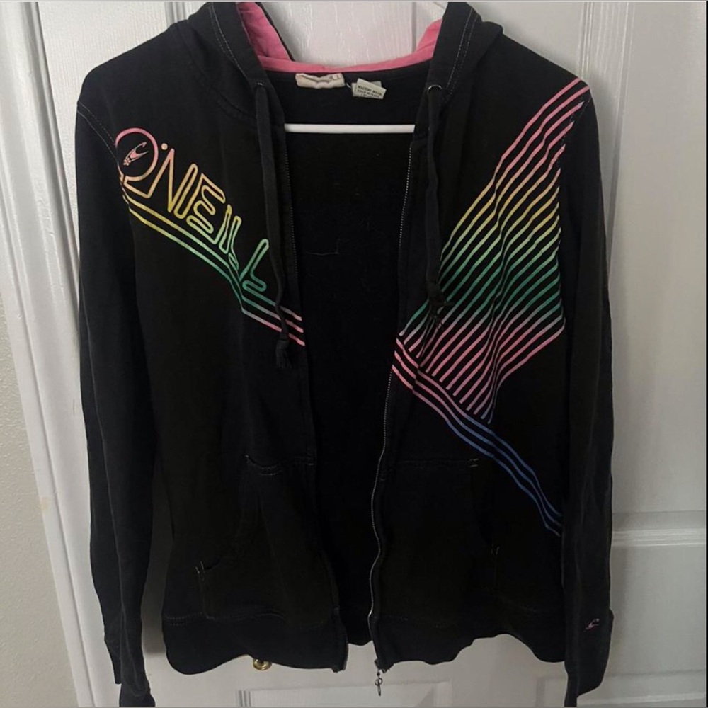 O'Neill Black and Pink Hoodie like New Soooo good size large